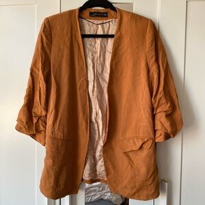 Vintage ZARA Woman Blazer | Burnt Orange / Rust | Open Front | Size M